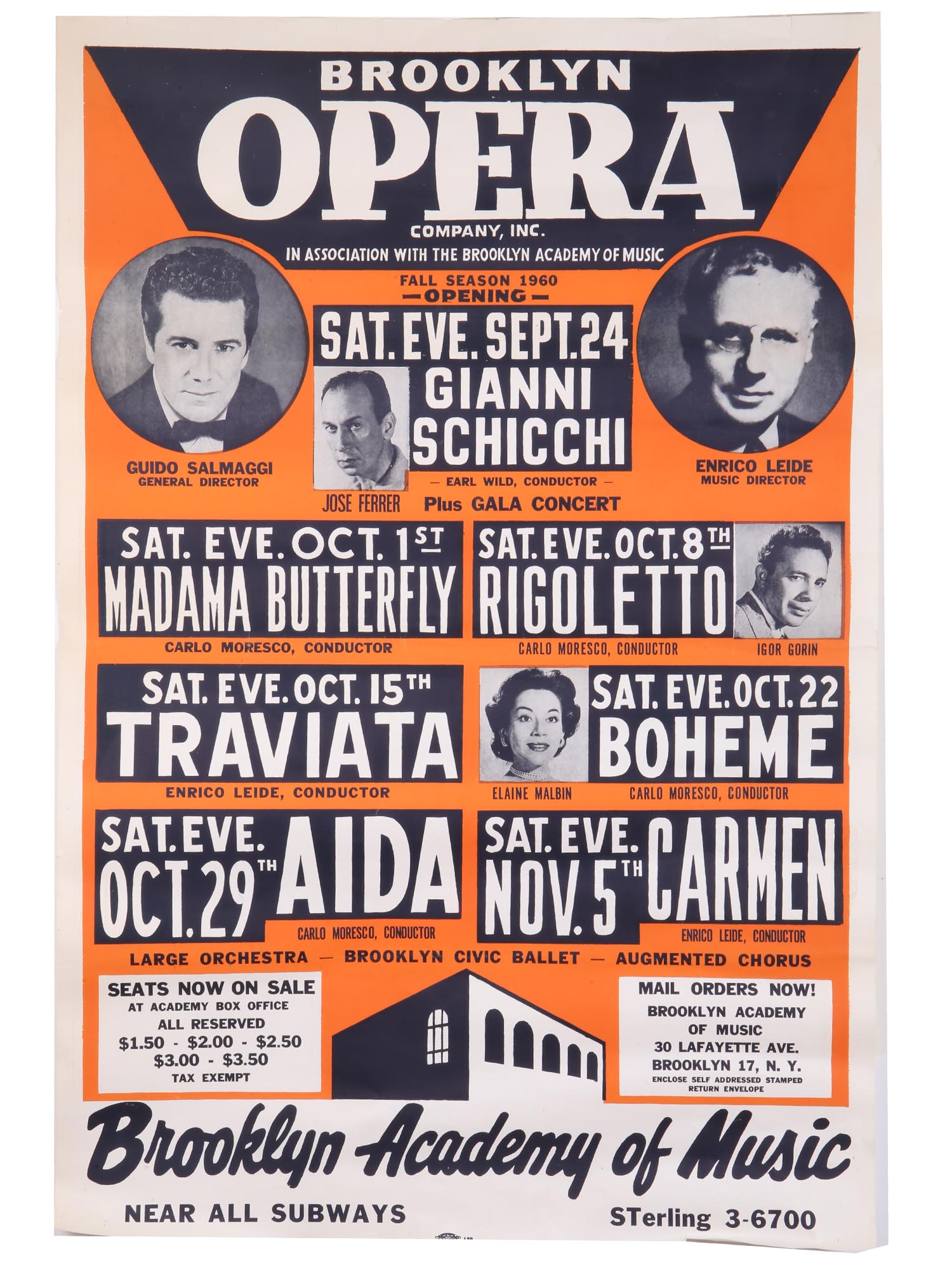 FOUR VINTAGE BROOKLYN OPERA POSTERS PIC-1